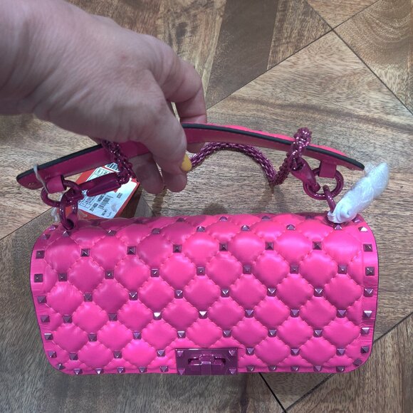 Valentino Handbags - VALENTINO GARAVANI PINK PP Leather Quilted Rockstuds Bag new $3588.00